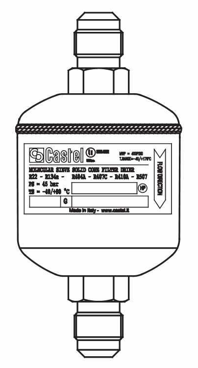 实心干燥过滤器4303/2,100%分子筛,SAE直螺纹接头