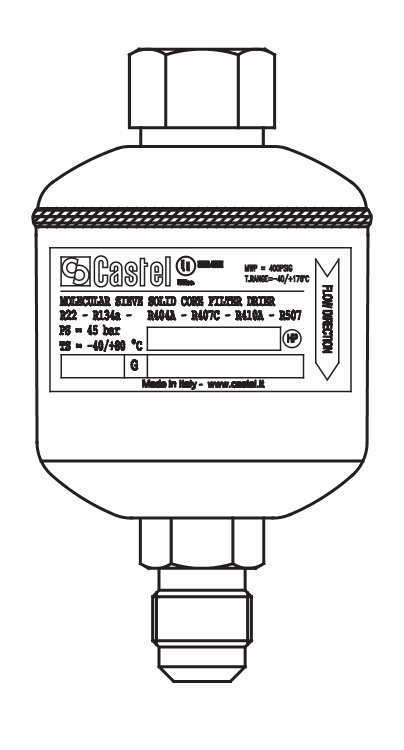 实心干燥过滤器4303/2F,100%分子筛,直螺纹接头